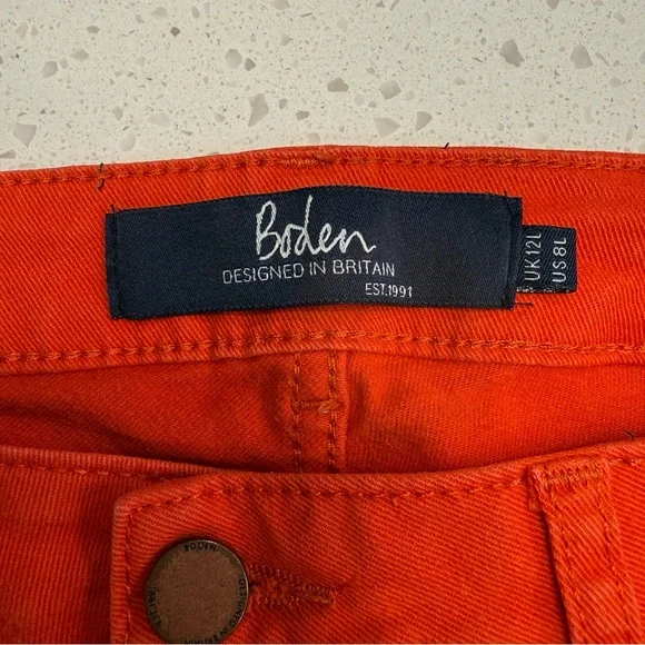 Boden Cambridge Ankle Skimmer Coral Orange Jeans 8L Preppy - Picture 3 of 13